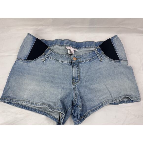 Isabel Maternity Midi Jean Shorts Size 14 Blue Elastic Waist Lot Of 2 - Picture 3 of 6